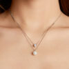 0.5CT Moissanite Double Layer Pearl Silver Necklace Jewelry