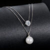 0.5CT Moissanite Double Layer Pearl Silver Necklace Jewelry