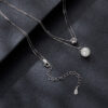 0.5CT Moissanite Double Layer Pearl Silver Necklace Jewelry