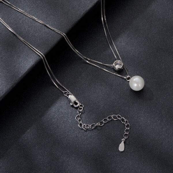 0.5CT Moissanite Double Layer Pearl Silver Necklace Jewelry