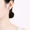 18K Gold Diamond Stud Earrings Classic Silver Tone Women