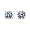18K Gold Diamond Stud Earrings Classic Silver Tone Women