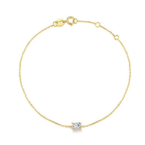 18K Gold Lab Diamond Emerald Cut Tennis Bracelet Unisex