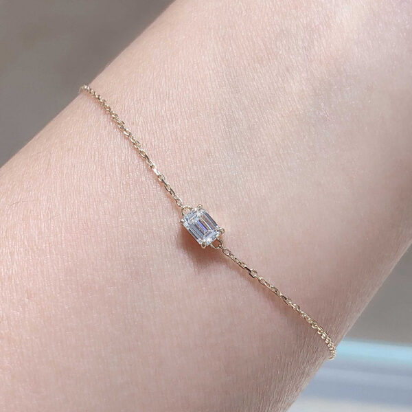 18K Gold Lab Diamond Emerald Cut Tennis Bracelet Unisex