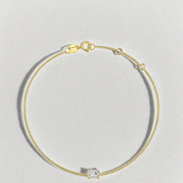 18K Gold Lab Diamond Emerald Cut Tennis Bracelet Unisex