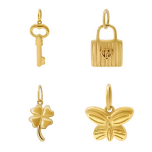 18K Gold Lock Pendant Cute Claw Setting Charm Jewelry
