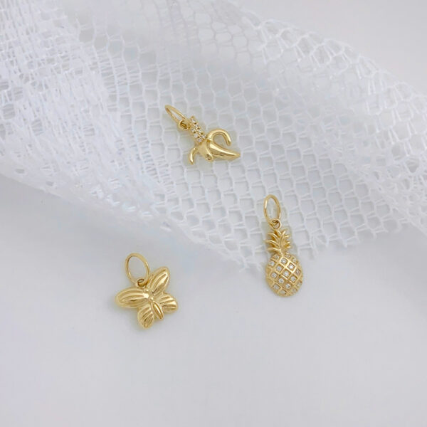 18K Gold Lock Pendant Cute Claw Setting Charm Jewelry