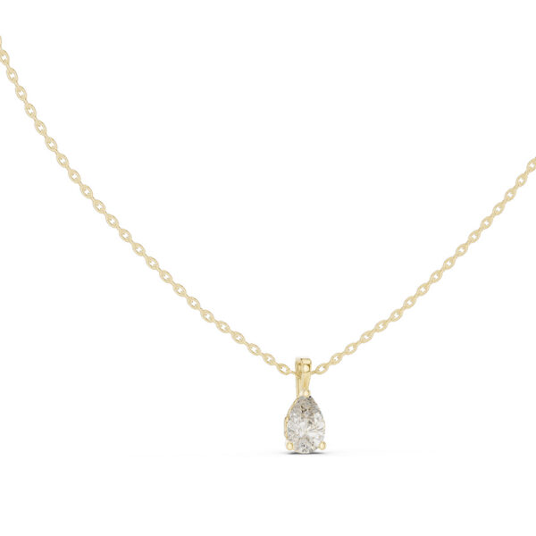 18K Gold Pear Shape Lab Grown Diamond Pendant Necklace