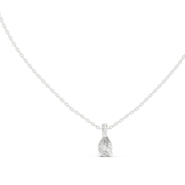 18K Gold Pear Shape Lab Grown Diamond Pendant Necklace