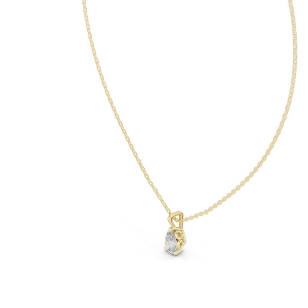 18K Gold Pear Shape Lab Grown Diamond Pendant Necklace