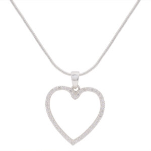 925 Silver Heart Lab Diamond Pearl Boho Pendant Necklace