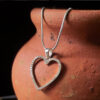 925 Silver Heart Lab Diamond Pearl Boho Pendant Necklace