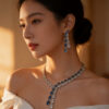 925 Silver Lab Diamond Necklace Earrings Jewelry Set
