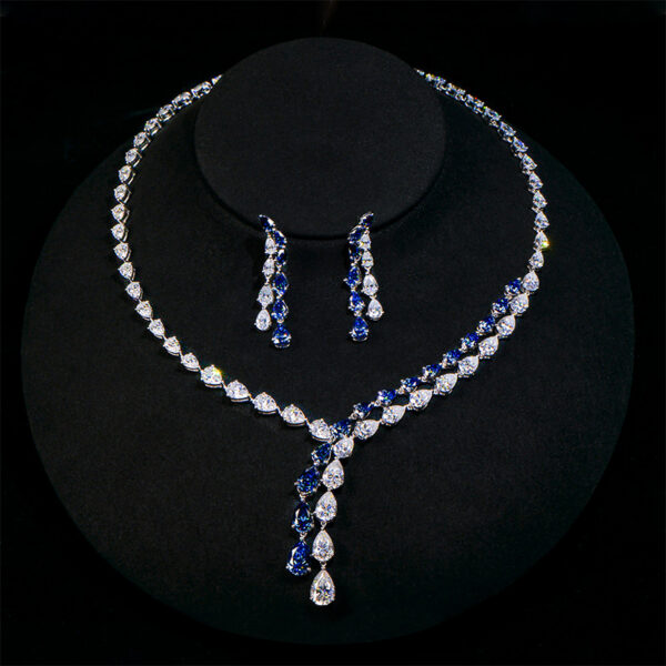 925 Silver Lab Diamond Necklace Earrings Jewelry Set