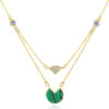 925 Silver Malachite Pendant Necklace Cable Chain Jewelry