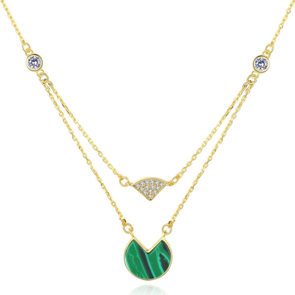 925 Silver Malachite Pendant Necklace Cable Chain Jewelry