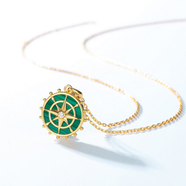 925 Silver Malachite Pendant Necklace Cable Chain Jewelry