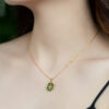 925 Silver Malachite Pendant Necklace Cable Chain Jewelry