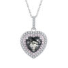 925 Silver Moss Agate Heart Pendant Necklace Jewelry