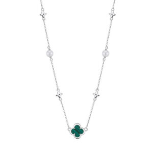 925 Sterling Silver Clover Pearl Boho Necklace Gold Plated