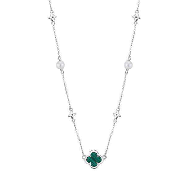 925 Sterling Silver Clover Pearl Boho Necklace Gold Plated