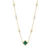 925 Sterling Silver Clover Pearl Boho Necklace Gold Plated