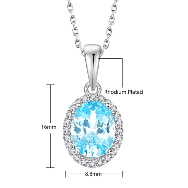 925 Sterling Silver Geometric Zircon Pendant Necklace