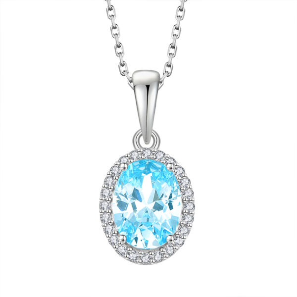 925 Sterling Silver Geometric Zircon Pendant Necklace