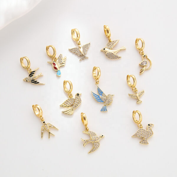 Bird Punk Zircon Lab Grown 18K Gold Pendant Charm Jewelry