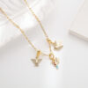 Bird Punk Zircon Lab Grown 18K Gold Pendant Charm Jewelry