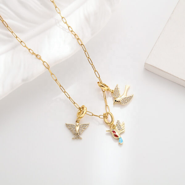 Bird Punk Zircon Lab Grown 18K Gold Pendant Charm Jewelry