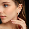 Calabash Moissanite Pearl Stud Earrings Silver White Gold