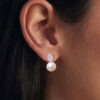 Calabash Moissanite Pearl Stud Earrings Silver White Gold