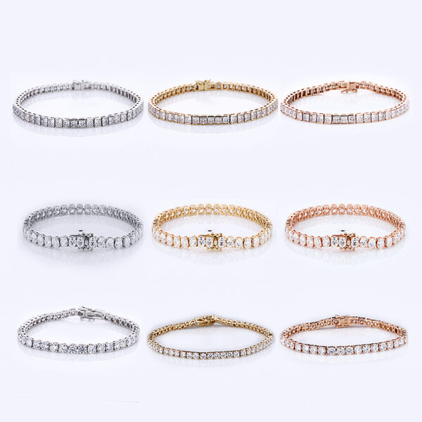 Classic 18K Gold Moissanite Round Cut Setting Bracelet