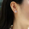 Classic Moissanite 925 Silver Gold Plated Stud Earrings OEM