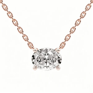 D Color Oval Lab Grown Diamond Gold Plated Necklace