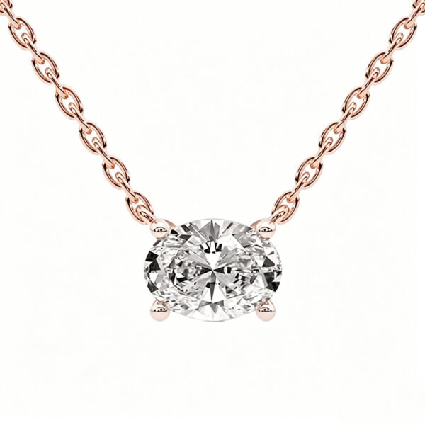 D Color Oval Lab Grown Diamond Gold Plated Necklace