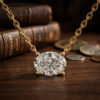 D Color Oval Lab Grown Diamond Gold Plated Necklace