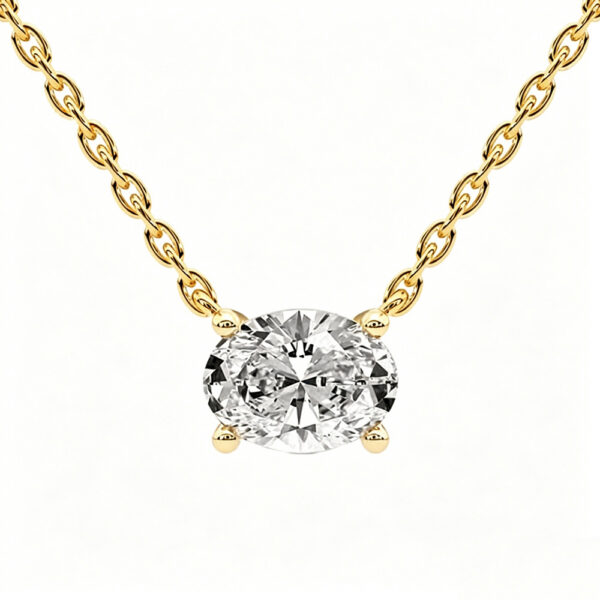 D Color Oval Lab Grown Diamond Gold Plated Necklace