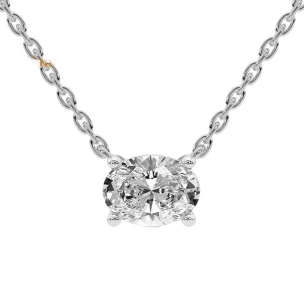 D Color Oval Lab Grown Diamond Gold Plated Necklace