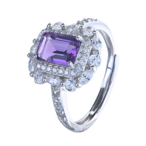 Emerald Cut Amethyst 925 Sterling Silver Ring Rhodium Custom Emerald Cut Amethyst 925 Sterling Silver Ring Rhodium Custom