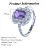 Emerald Cut Amethyst 925 Sterling Silver Ring Rhodium Custom