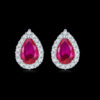 Emerald Cut Silver Stud Earrings with Pear Shape Gem
