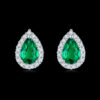 Emerald Cut Silver Stud Earrings with Pear Shape Gem