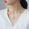 Geometric Lab Grown Diamond Rhodium Plated Pendant