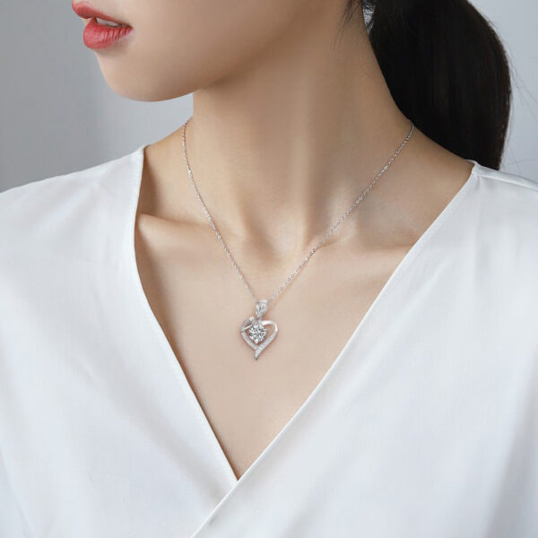 Geometric Lab Grown Diamond Rhodium Plated Pendant