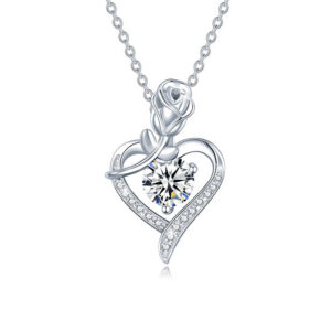 Geometric Lab Grown Diamond Rhodium Plated Pendant