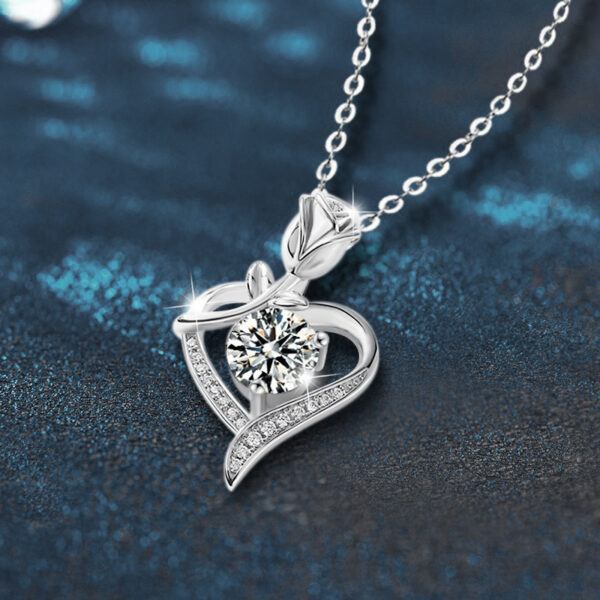 Geometric Lab Grown Diamond Rhodium Plated Pendant
