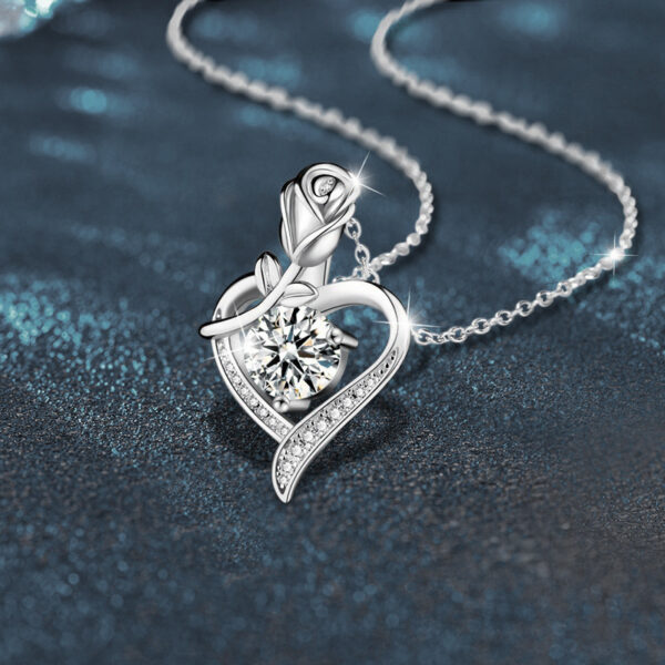 Geometric Lab Grown Diamond Rhodium Plated Pendant