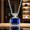 Geometric Sapphire 925 Silver Pendant Necklace for Wholesale
